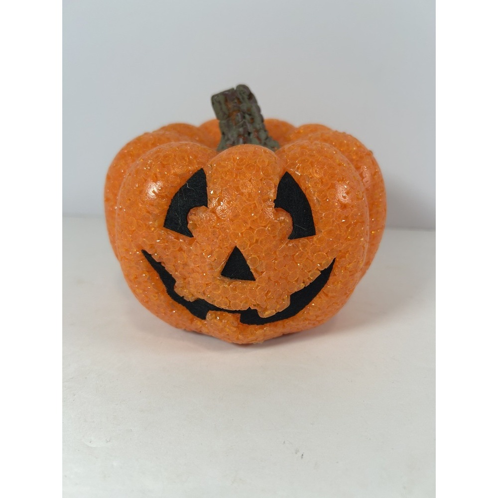 Melted Plastic Popcorn Jack O'Lantern Light Up Halloween Pumpkin 6x6x5 Working
